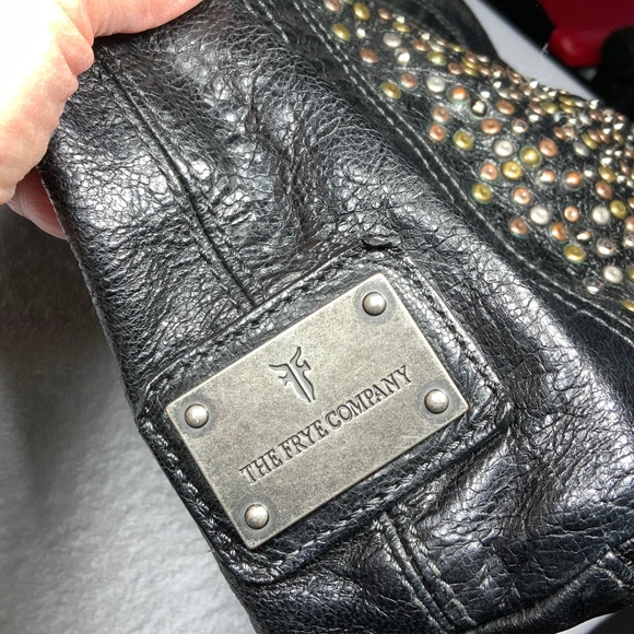 Frye Deborah Black Leather Studded Tote - RARE - Picture 15 of 16